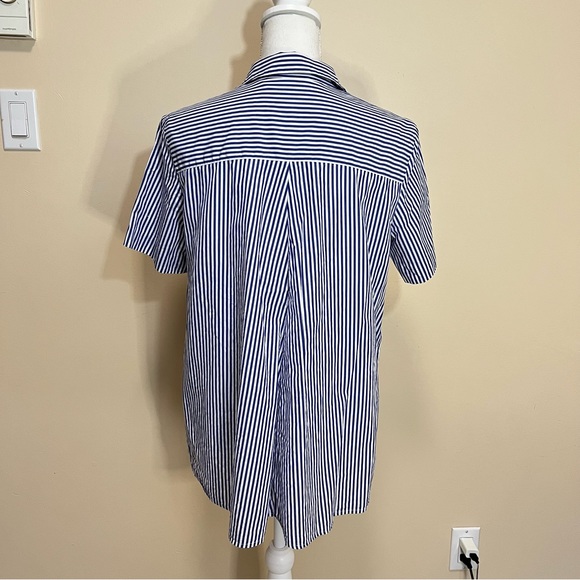 Halogen Women’s Blue and White Stripes Button Up Shirt - Picture 5 of 10